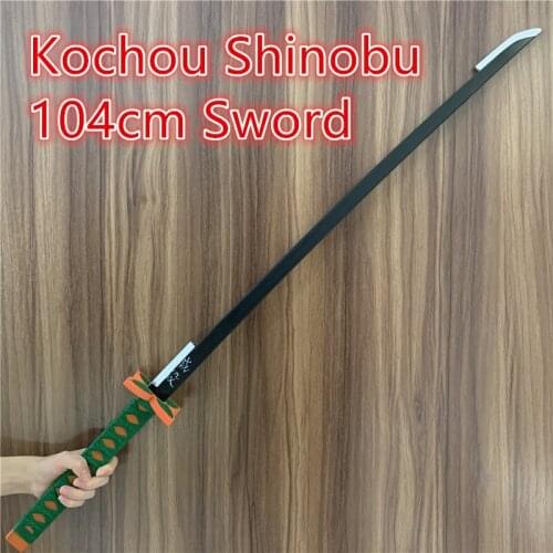 104cm Sword Weapon Demon Slayer Kimetsu no Yaiba Kochou Shinobu White Sword Cosplay 1:1 Anime Ninja Knife PU Prop Model Gift