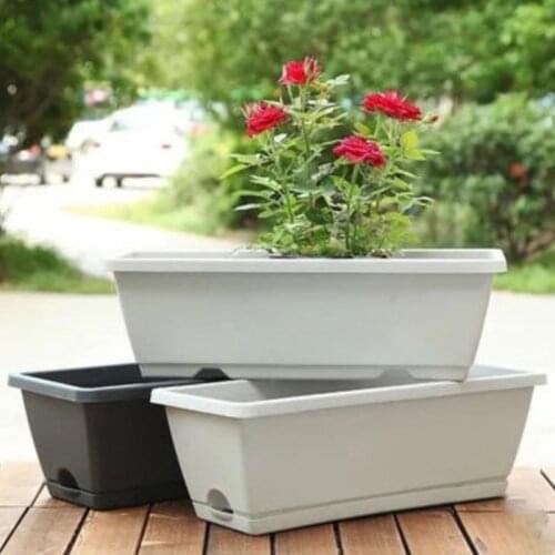 2pcs square Flower Pot Plant vegetable nursery Pots veg Planter garden pots yard home Decoration tools with Tray