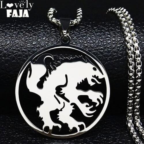 2021 Fashion Werewolf Stainless Steel Necklace for Men Wolf Silver Color Statement Necklace Jewelry cadena hombre N3029S03
