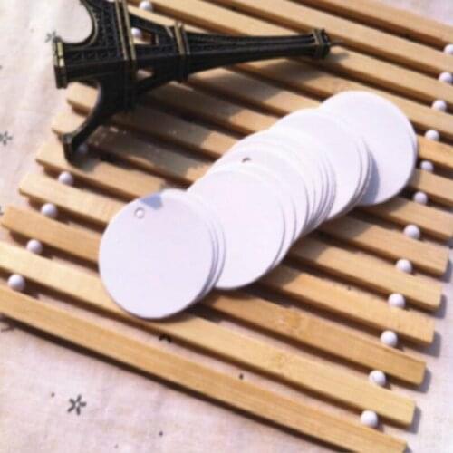 3.5* 3.5 Cm White Paper Round Cardboard Label Clothing Garment Tags Blank Packaging Gift Paper Id Card 600 Pcs/lot