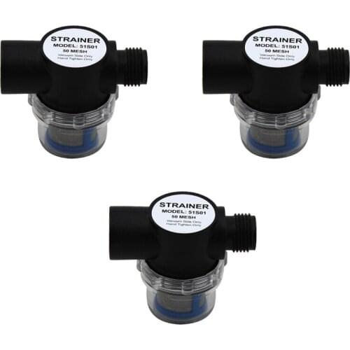 3xTwist-On Water Strainer - 1/2" Barb Inlet - Clear Bowl for Diaphragm Pumps