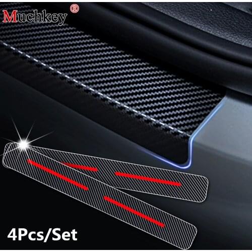 Car Door Sill Scuff Plate For Suzuki Swift Grand Vitara Sx4 Jimny Door Threshold 4D Carbon Fiber Stickers Car Sticker 4Pcs