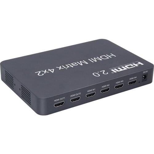 4K 60Hz HDMI 2.0 Matrix 4X2 2x2 1080P Audio Video Converter Switch Splitter for PS4 PS5 DVD 4 Laptop PC To 2 TV Display Monitors