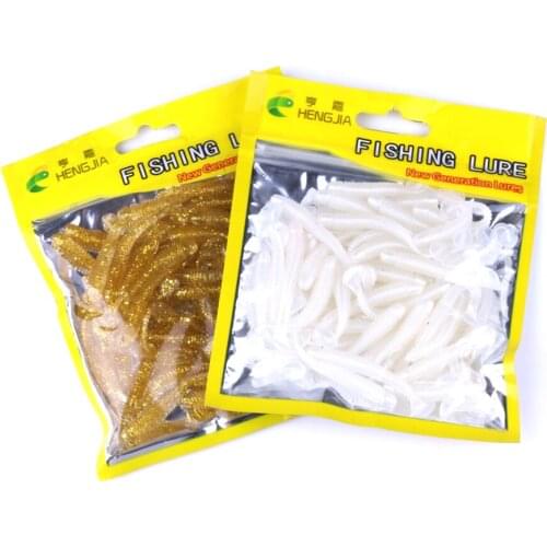 50Pcs Artificial Soft Fishing Lure Worm Shad Lure T Fish Bionic Swimbait Fly Fishing Bait Soft Fishing Tackle