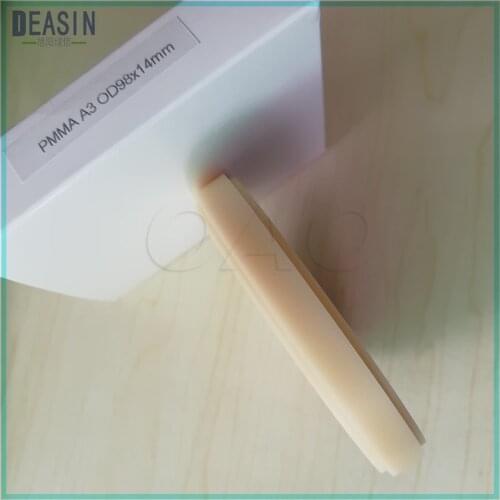 A3 dental PMMA resin disc 98 x 12mm 98 x 14mm/ 16 /18/ 20mm for CAD/CAM dental lab materials with step