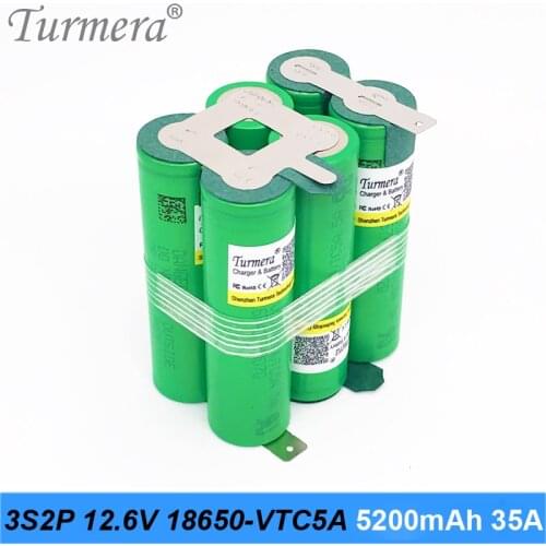 3s2p battery pack 18650 5200mah us 18650vtc5a 10.8v 12.6v 35a battery soldering battery for screwdriver tools battery customized