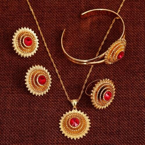 Bangrui Newest Big Size 3cm Gold Color Ethiopian Habesha African Bridal Jewelry Sets For Women