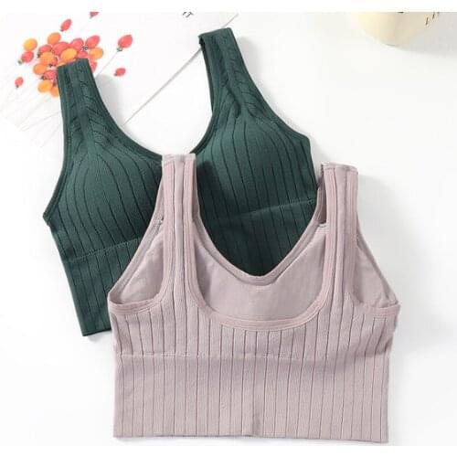 Seamless Women Wireless Bra Padded Sports Solid Color Crop Top U-Shaped Back Breathable Top Simple Lingerie