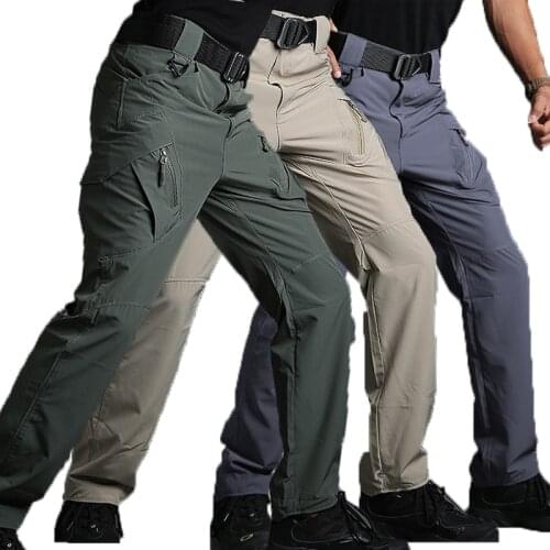 Cargo pants men Multi Pocket Outdoor Tactical Sweatpants military army plus size Waterproof Quick Dry Elastic hiking Trousers