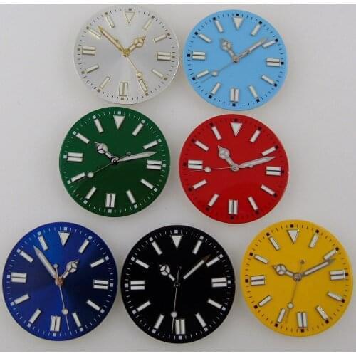 31mm Watch Dial Face+Watch Hands Fit For NH35/NH35A Miyota 8215 821A ETA 2836 Mingzhu 2813 Movement Blue Lume Multi-Color