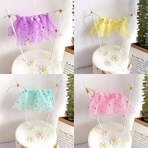 Baby Star Yarn Tassel happy birthday Dessert Table Decoration Mini Happy Birthday Banner Star Cake Topper Cupcake Toppers Flags