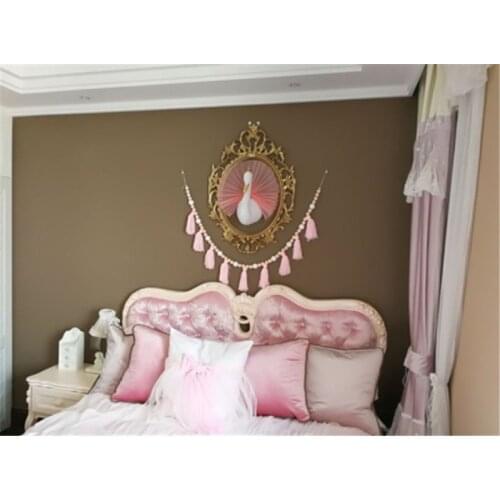 INS Nordic style Macaroon wood beads hanging with tassel decorative Bed hanging Children room Child clothing store decoration