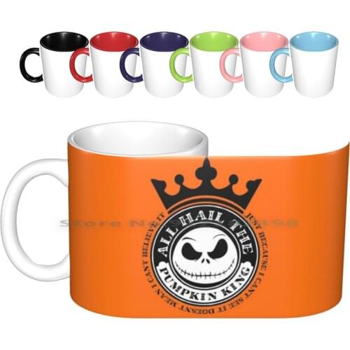 All Hail The Pumpkin King Ceramic Mugs Coffee Cups Milk Tea Mug Nightmare Before Christmas Halloween Pumpkin King Jack Skeleton