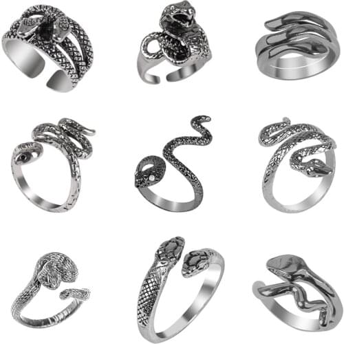 Fashion New European Retro Punk Style Three-dimensional Adjustable Opening Snake Ring For Men And Women Jewelry Gifts 1pc