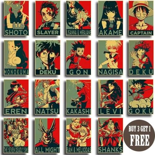 Anime Collection Posters and Prints Wall Art Painting For Living Room Decoration Home Decor Retro Wall Stickers Unframed