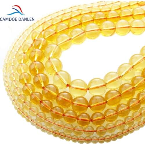 CAMDOE DANLEN AAA Natural Stone Citrines Yellow Rock Crystal Round Beads 4-12MM Fit Diy Women Gril Man Beads For Jewelry Making