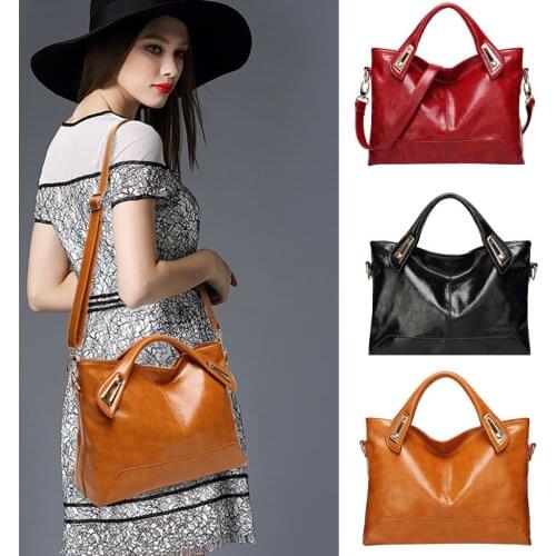OCARDIAN Messenger Bag Fashion Ladies Oil Wax Leather Handbag Shoulder Large-Capacity Zipper Messenger Bag Shoulder Bag