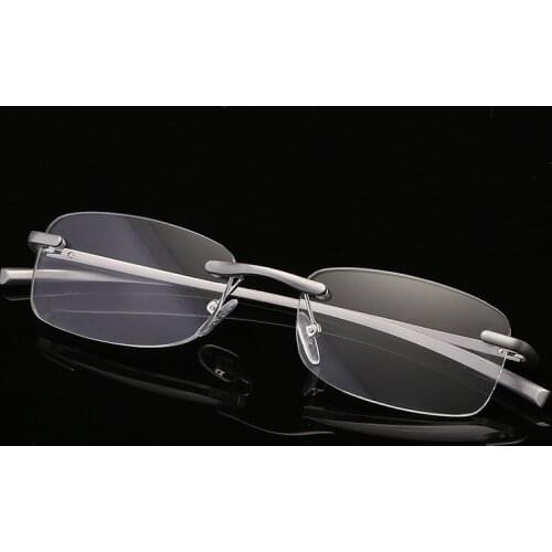 Men Women Aluminum Metal Rimless Reading Glasses Clear Mirror Goggles Business Frameless Reading Glasses Diopter +1.0 To +4.0