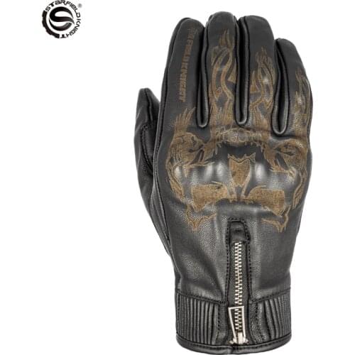 Breathable Retro Leather For Motorcycle Gloves Vintage Moto Accessories Touch Function Scooter Motocross Gloves Men Women