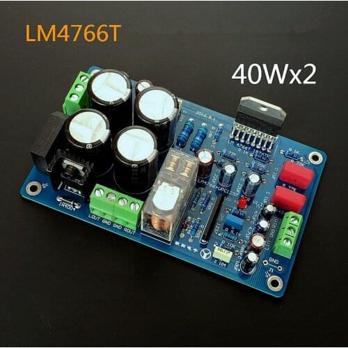 AC dual 12V-24V 40W+40W 8 ohms LM4766 2.0 channel stereo Power Amplifier Board with speaker Protection (finished)