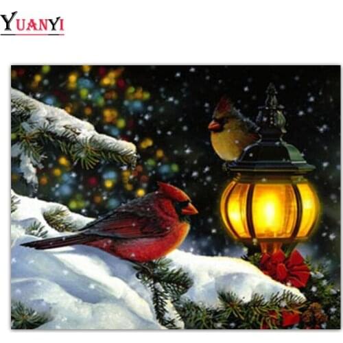Full Square Diamond Painting Cross Stitch Winter Snow Bird Full Round Diamond Embroidery DIY Animal 5D Diamond Mosaic