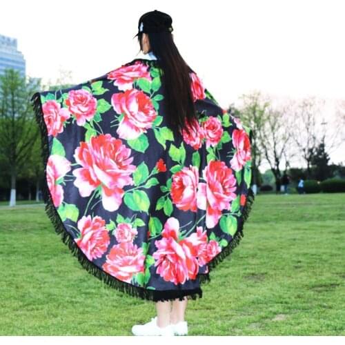 Bohemian Style Microfiber Towel Beach Towel for Adult Yoga Mat Tassel Large Round Towel Cotton Tapestry Home Decor Blankets