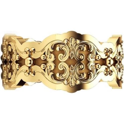 Popular European and American Style Fashion Vintage Pattern Golden Color Gilt Female Alloy Ring For Women Jewelry Accessories