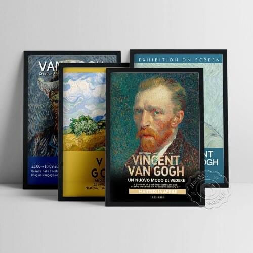 Vincent Gogh Poster, Grey Felt Hat Self-Portrait Oil Painting, Wheat Field With Cypresses Wall Art, Gogh Vintage Portrait Prints