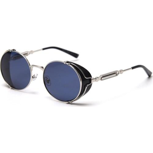 Veshion Retro Steampunk Sunglasses Men Polarized Metal Frame Round Sun Glasses Women Uv400 Red Blue Rock Style 2021