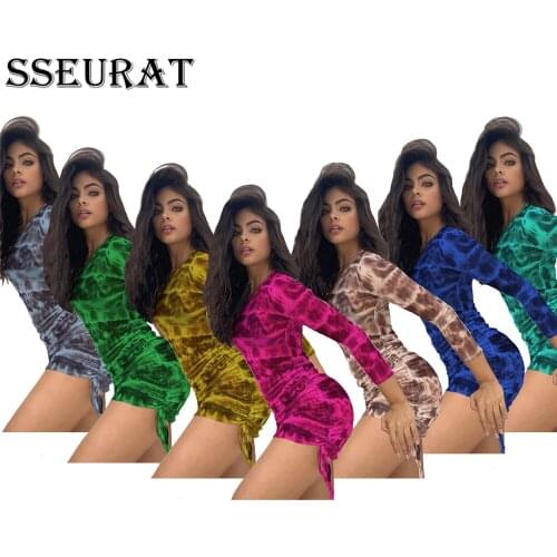 SSEURAT Women Mini Dress Full Sleeve Dress O-Neck Sexy Mesh See Through Club Night Party Bandage Dresses Vestidos