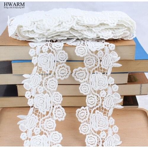 Wedding decoration trim african lace fabric 2019 high quality lace DIY 5yard Watersoluble milk silk embroidery wide lacefabrics