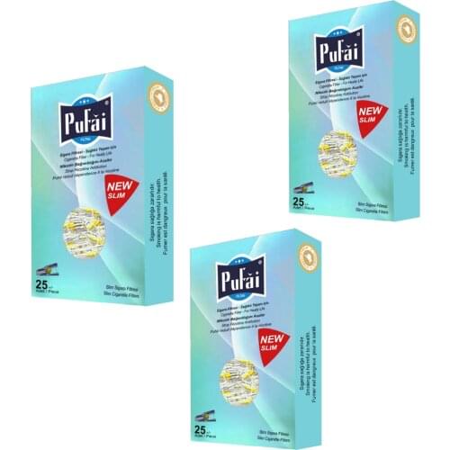 Pufai Ultra Slim Cigarette Filters Tar Blocker Compatible 5mm 6 mm 75 Pieces 3 Boxes Turquoise
