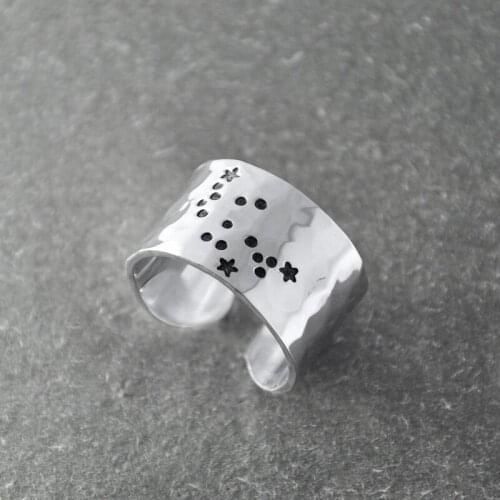Aquarius Zodiac Constellation Ring, aquarius ring, aquarius birthday gift, Wide band ring, Horoscope Ring, Astrology Jewelry