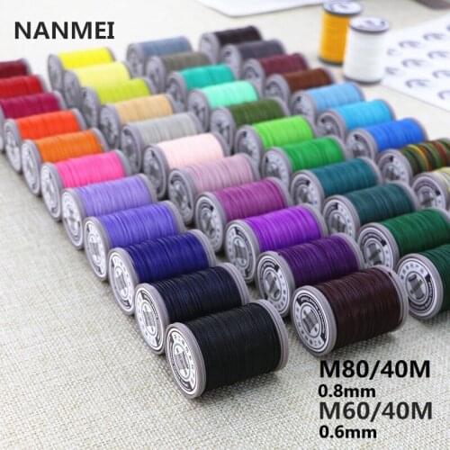 Wax Thread Flat Line 0.6mm/0.8mm(40m) Handmade Leather Bag Woven Jewelry Polyester Eco-Friendly Lace Necklace