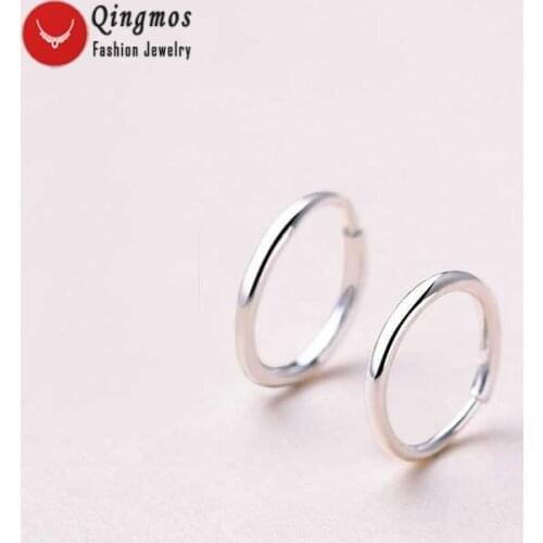 Qingmos Trendy Sterling Silver S925 Earrings for Women with 8.5mm Silvery Ring Silver Earrings-ear497 Free ship
