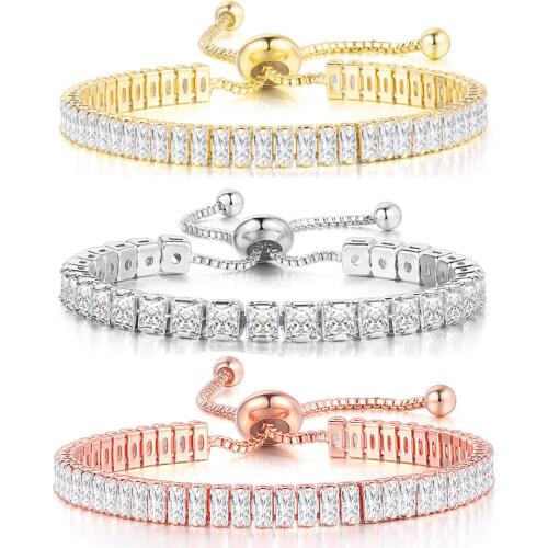 Various Size Tennis Bracelets For Women Clear Zircon Adjustable Wedding Christmas Jewellery Wholesale Fashion Jewelry DZH007-015