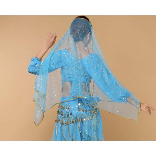Women Belly Dance Carf Gold Coins+Bright Spot Veil Girls Belly Dance Head Carf Dance Accessories