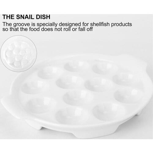 1Pc Sub-Packing Baking Dish Kitchen Baking Plate Snail Baking Dish Baked Snail Plate With Ceramic Handle And Handle (White)
