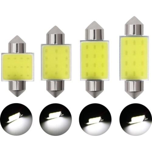 10pcs Car LED Festoon Lights C5W C10W Cob*12SMD 31/36/39/41mm For Auto Interior Lamps Dome Bulbs Daytime Running Light 12V Diode