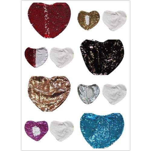 10pcs/Lot New style Sublimation Blank Magical Heart Sequins item Pillowcase For Thermal Transfer Print DIY Gifts Crafts