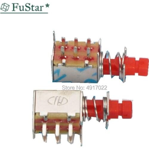 10Pcs Directly KeySwitch A03 PS-22F03 6pins Self-locking Red Straight Key Push Button Switch Power Switch with Spring Hot New