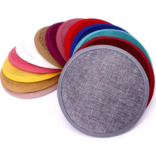 13*13*3CM round imitation linen millinery sinamay base 2020 new craft headpiece factories direct for party 2pieces/lot