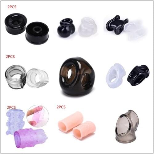 2PCS/1PCS Penis Ring Sex Toys For Men Scrotum Stretcher Delay Ejaculation Adult Sex Products Cock Cages Male Chastity Device