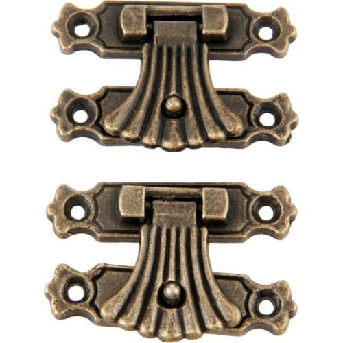 2Pcs Antique Bronze Hasps Jewelry Wooden Box Case Toggle Hasp Latch Vintage Hardware Furniture Accessories+Screws 37*27mm