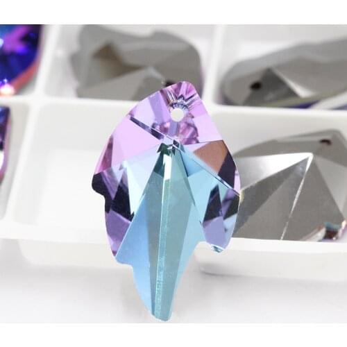 20X32mm Leaf Shape Rhinestones Jewelry Making Accessories Necklace Pendants Pointback Glass Strass Crystals Stone