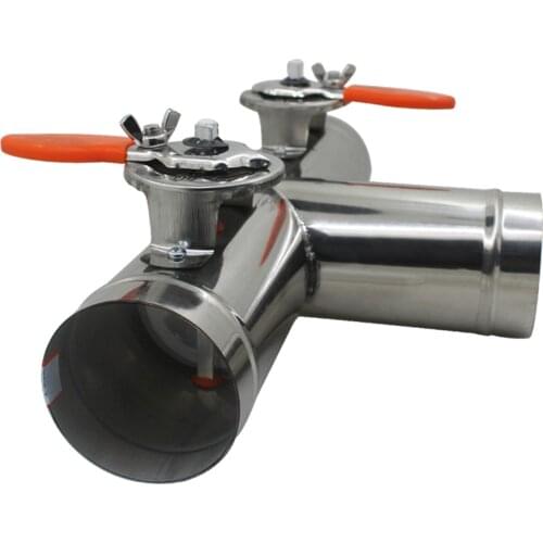 3 way stainless steel air regulation damper for ventilation tube Air Duct Valve OD51mm-200mm Ttype