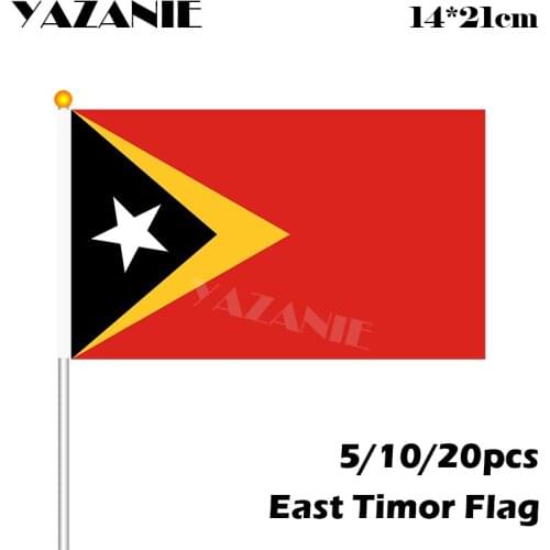 YAZANIE 14*21cm 5/10/20pcs 2018 East Timor Handing Flag Waving Small Flag National World Countries Flag with Pole Wholesale
