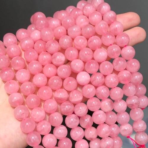 AA Natural Madagascar Rose Quartz Round Loose Stone Beads Fit DIY Bracelet Needlework Beads For Jewelry Making 6 8 10mm 7.5