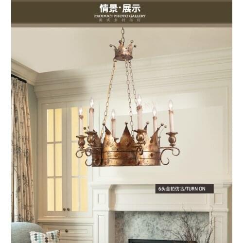 American country chandelier creative personality retro bar table living room bedroom Nordic wrought iron balcony art lamps