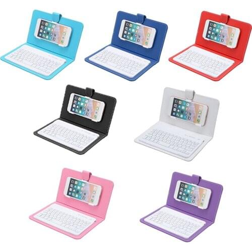 Mini Portable PU Leather Wireless Keyboard for iPhone Android Smartphone Protective Mobile Phone with bluetooth Keyboard